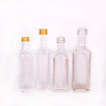 Small square glass bottle 50ml 60ml 100ml for oil wine storage with screw lid